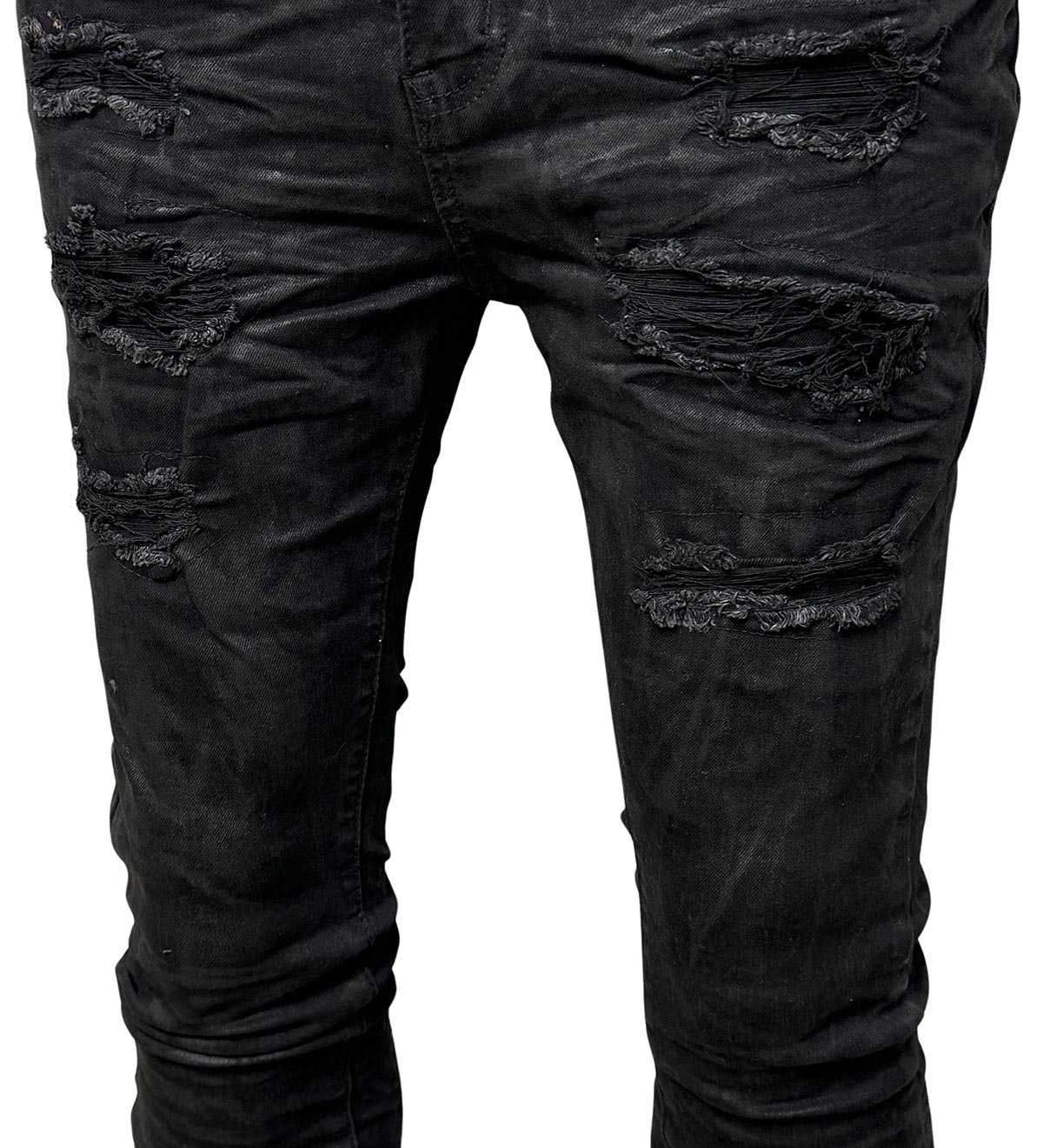 Waxed flared fit denim