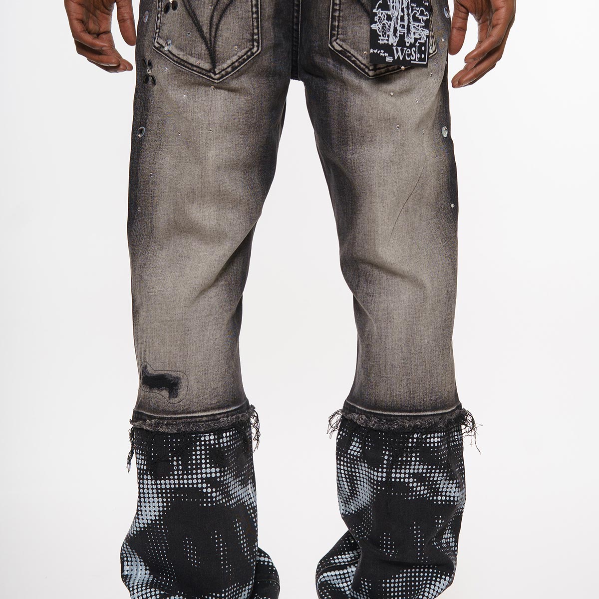 Rhinestone embellished denim pant