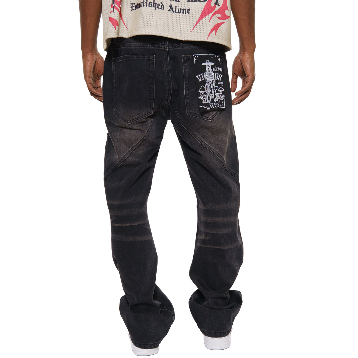 Studded premium denim western fit pant