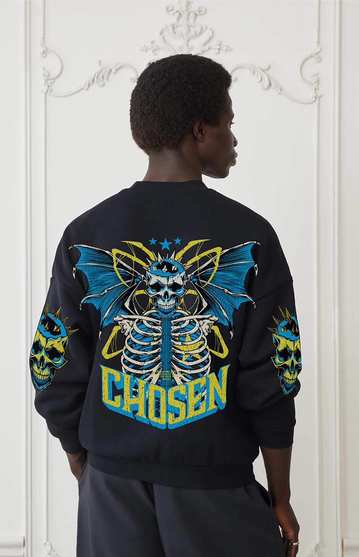 Chosen spiked skull oversized sweatshirt Black by Chosen - 2