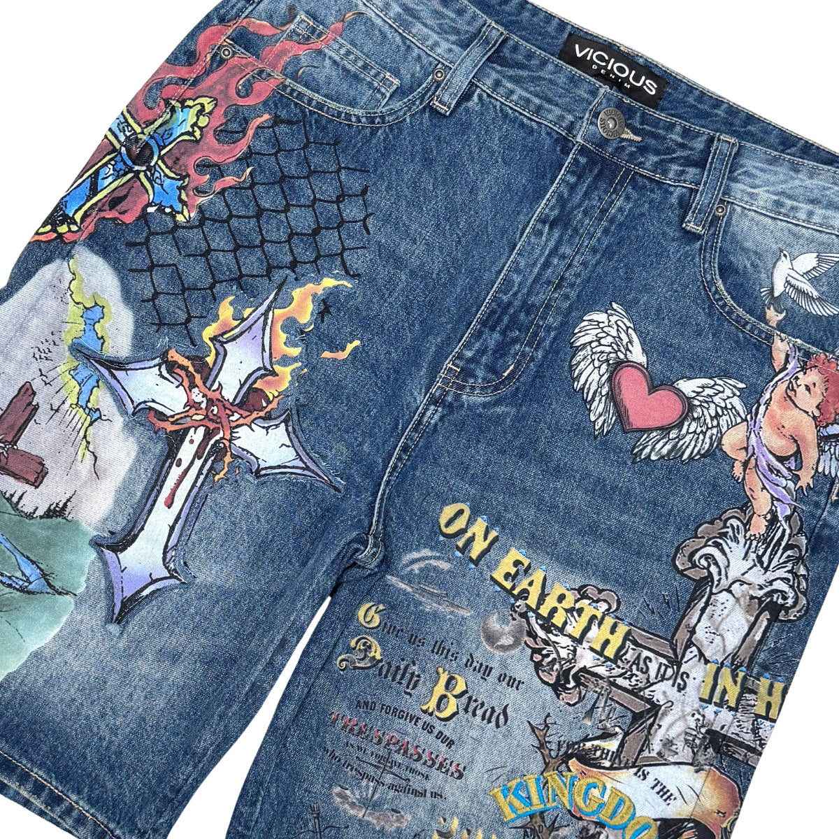 Kingdom Come Graphic Shorts Indigo by Vicious - 2