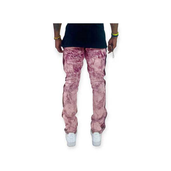 Rip & Repair Side Button Straight Leg Denim Burgundy by Vicious - 2