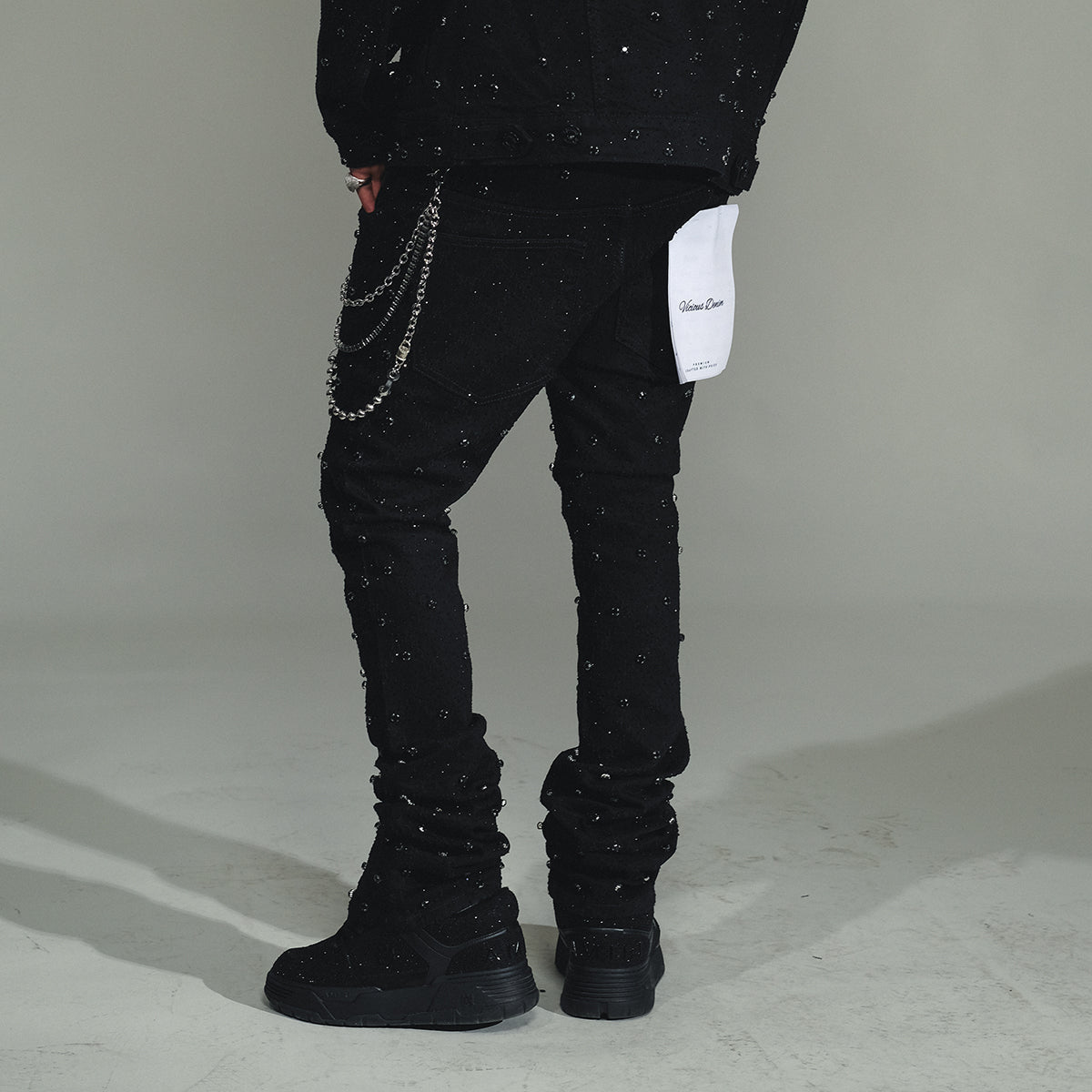 Embellished Flare Denim Black by Vicious - 2