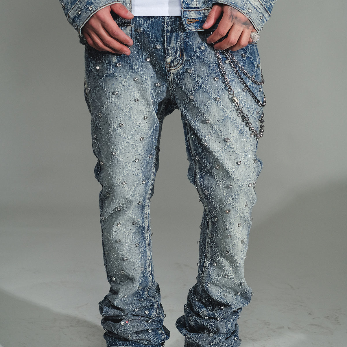 Embellished Flare Denim Light Blue by Vicious - 1
