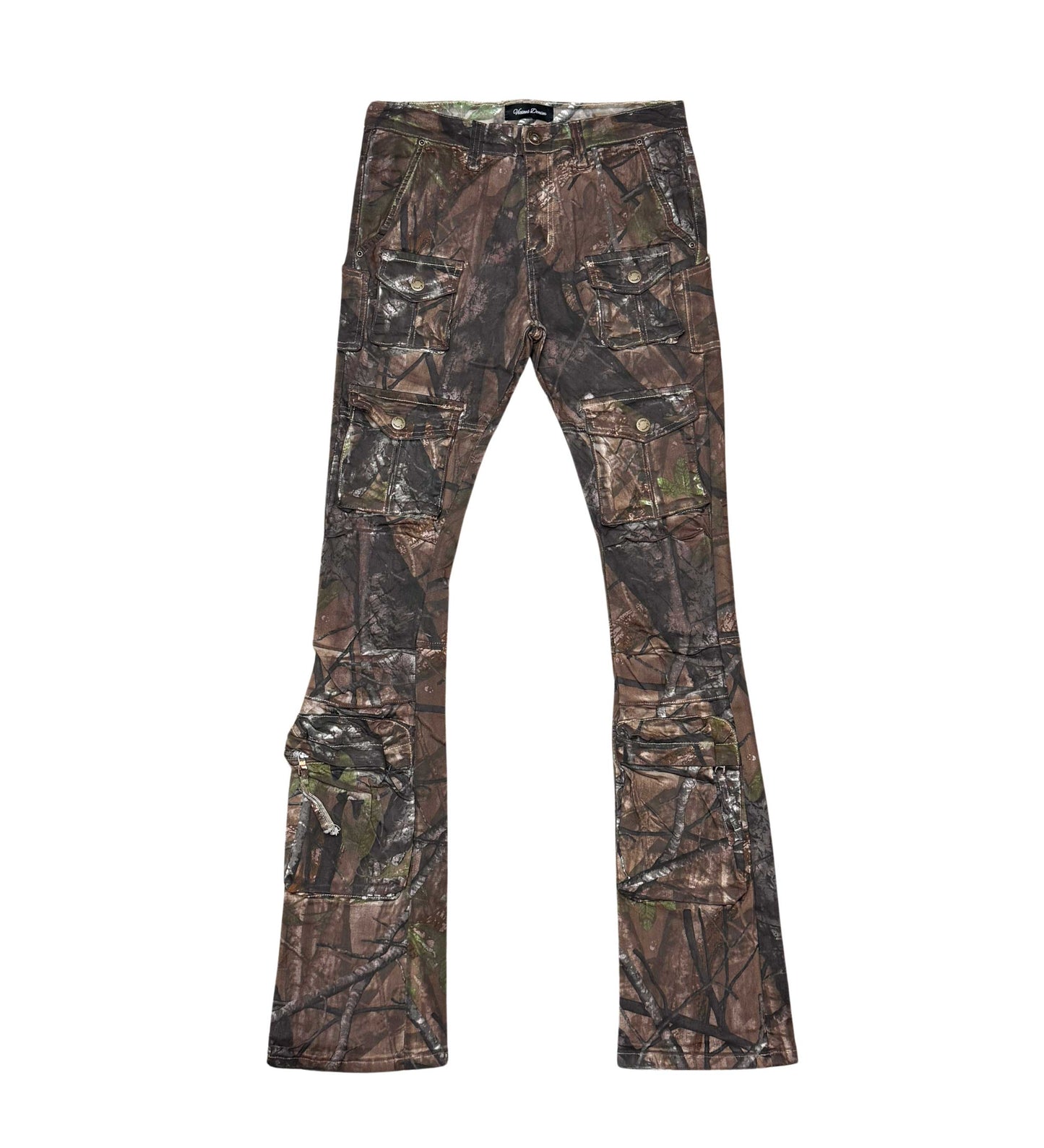 Multi Cargo Brush Camo Flared Jeans Camo by Vicious - 1