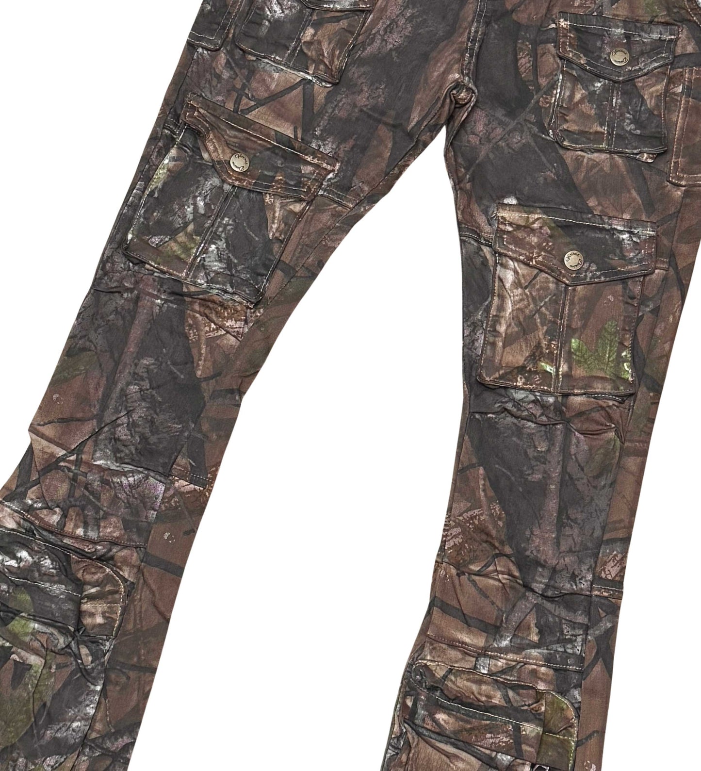 Multi Cargo Brush Camo Flared Jeans Camo by Vicious - 3