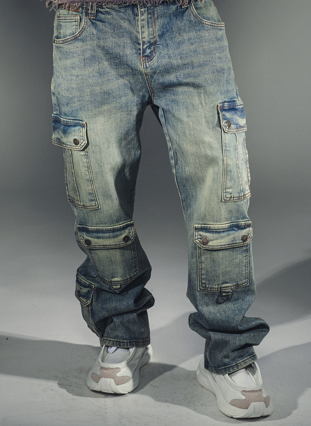 Baggy Fit Wax Coated Washed Denim Coated Blue by Vicious - 2