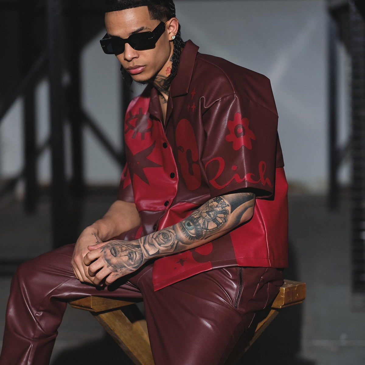 Tribal colorblock button up set Deep Red by Vie+Riche
- 3