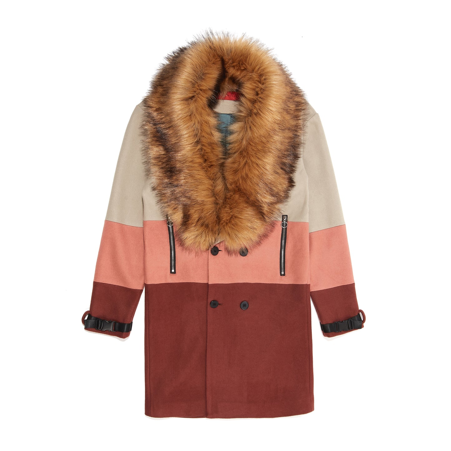 Removable fur 3 tone overcoat