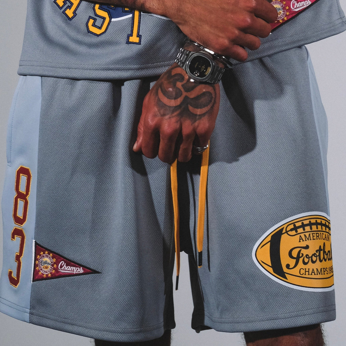 Patchwork jersey short