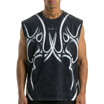 Printed sleeveless tee by Unknown - 1 | Vie+Riche