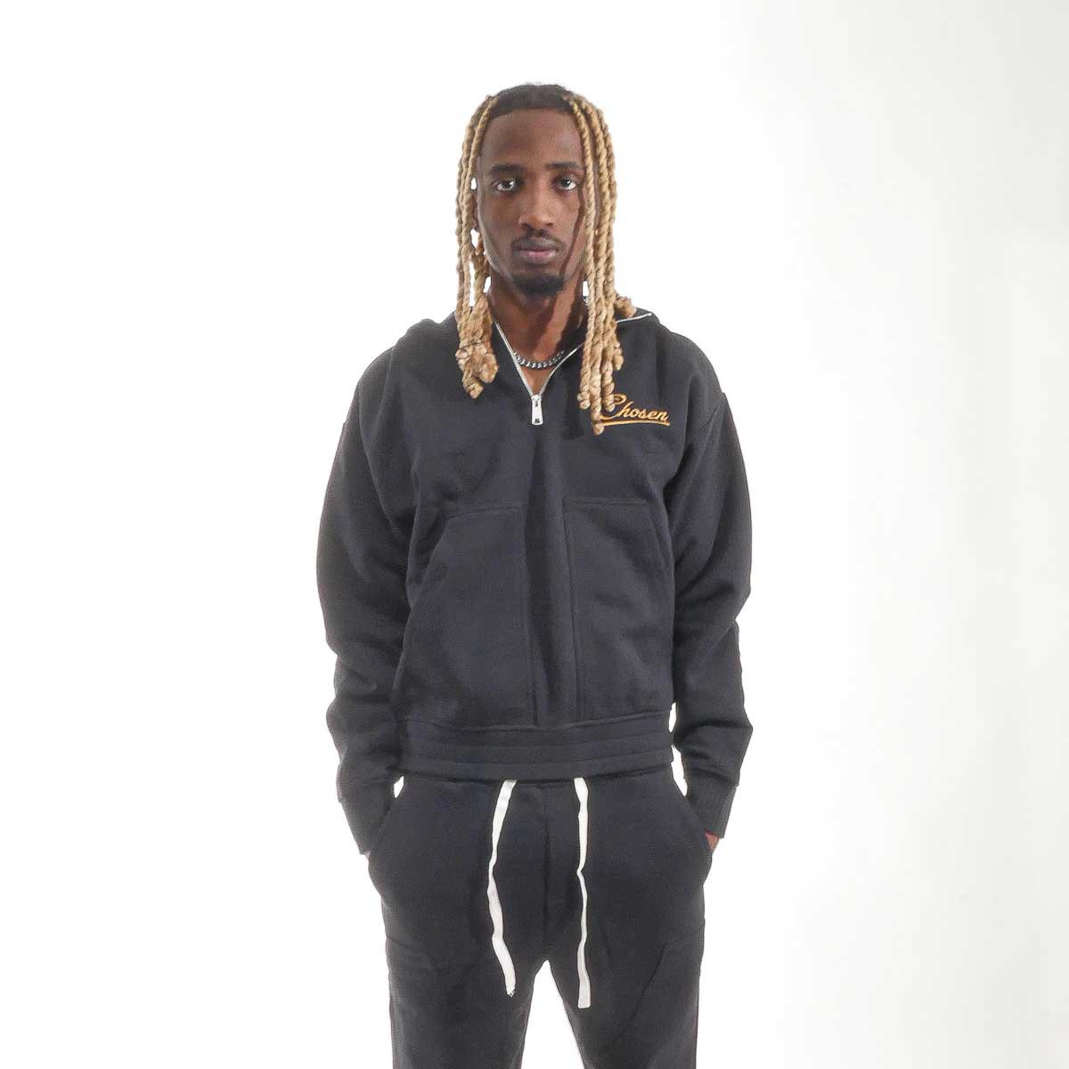 Washed quarter zip frame hoodie