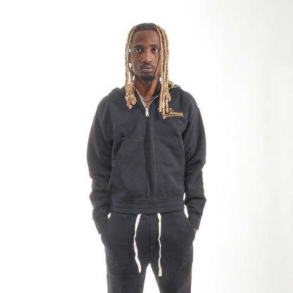 Washed quarter zip frame hoodie