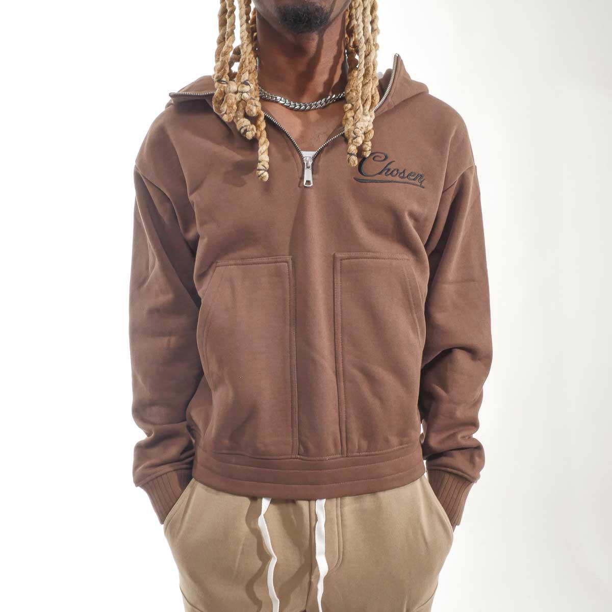 Washed quarter zip frame hoodie