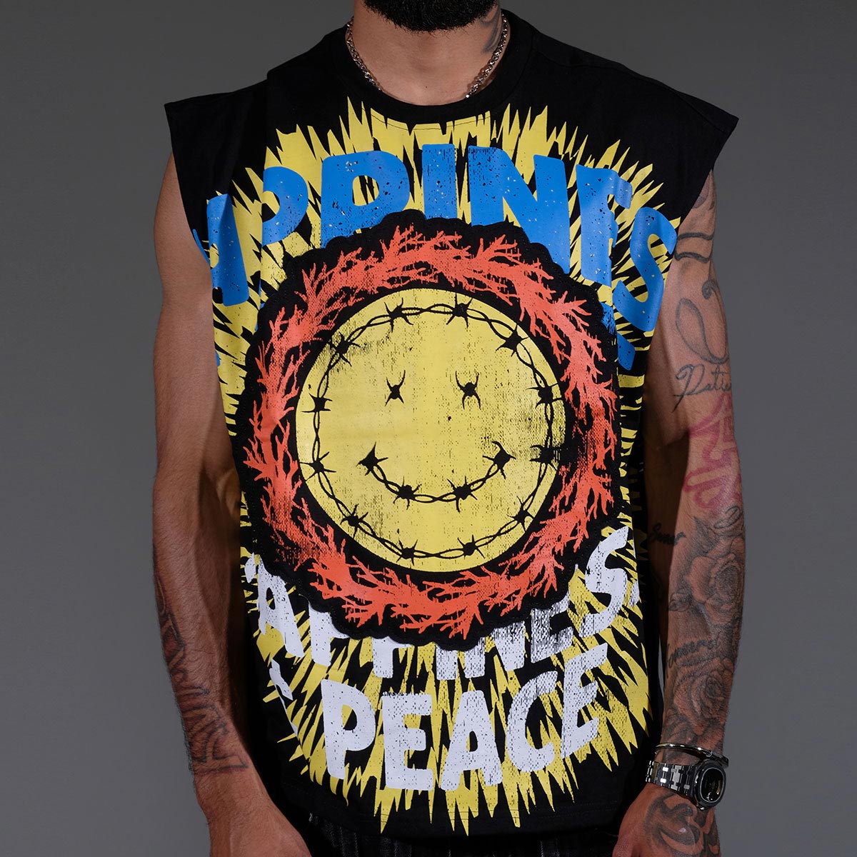 Peace & happiness sleeveless shirt