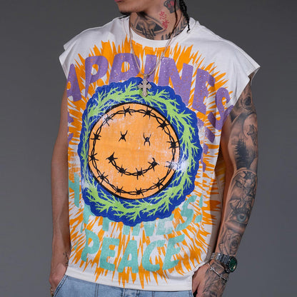 Peace & happiness sleeveless shirt