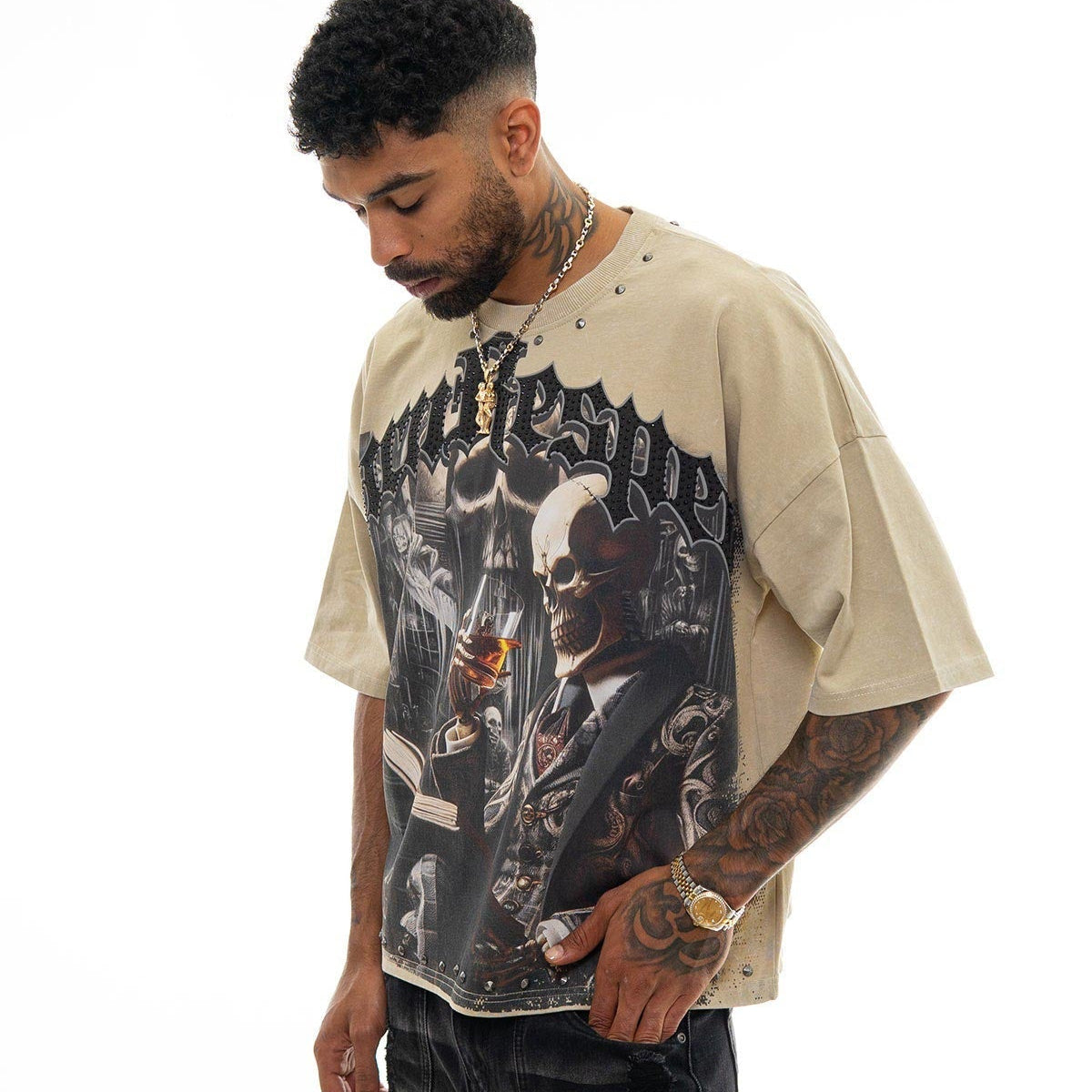 Stray respect earned wide & crop fit tee
