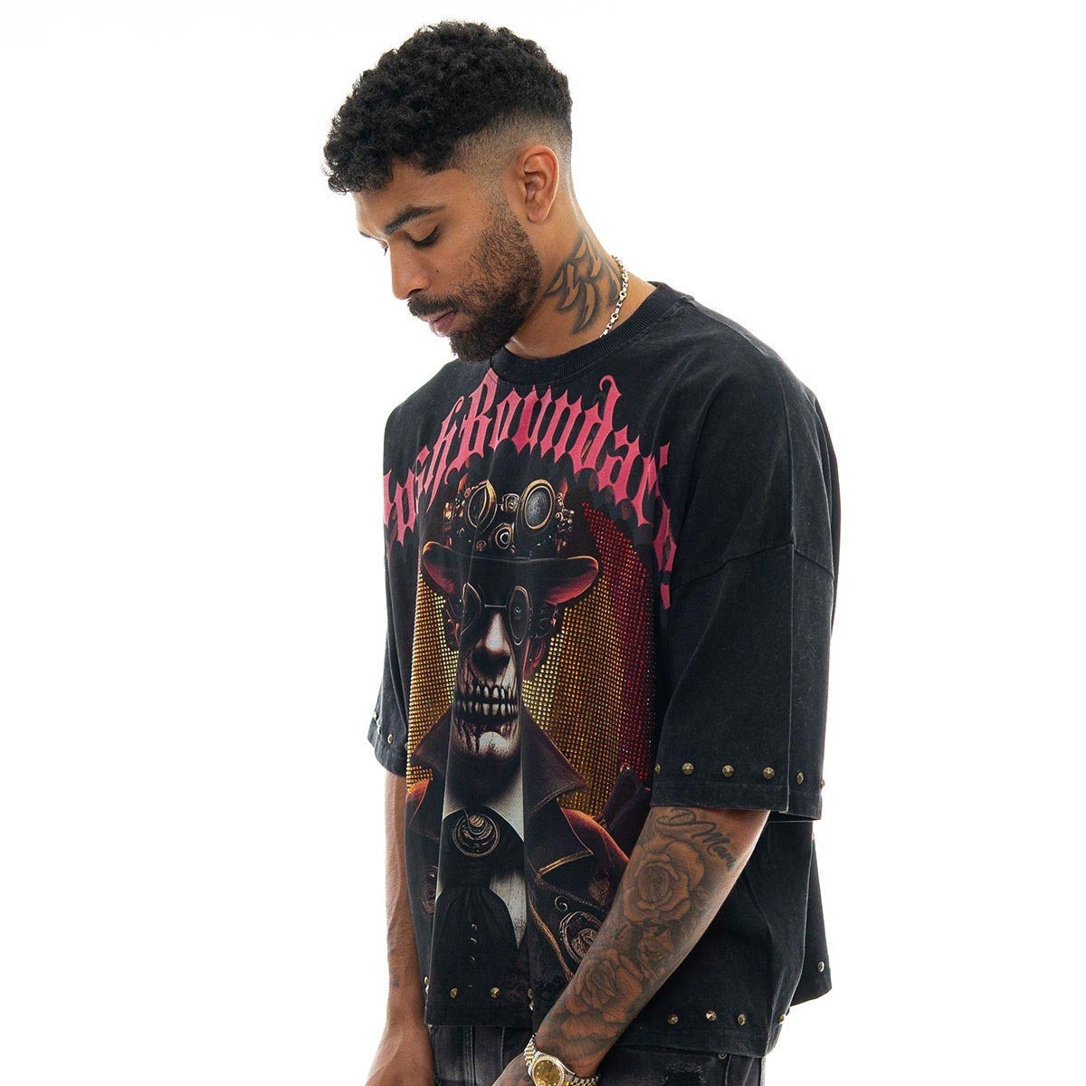 Stray push boundaries wide & crop fit tee