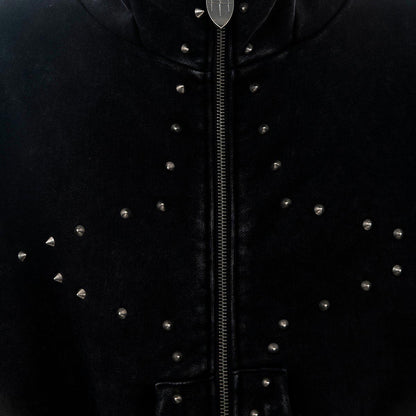 Garment-dyed heavyweight cotton fleece Zipper hoodie