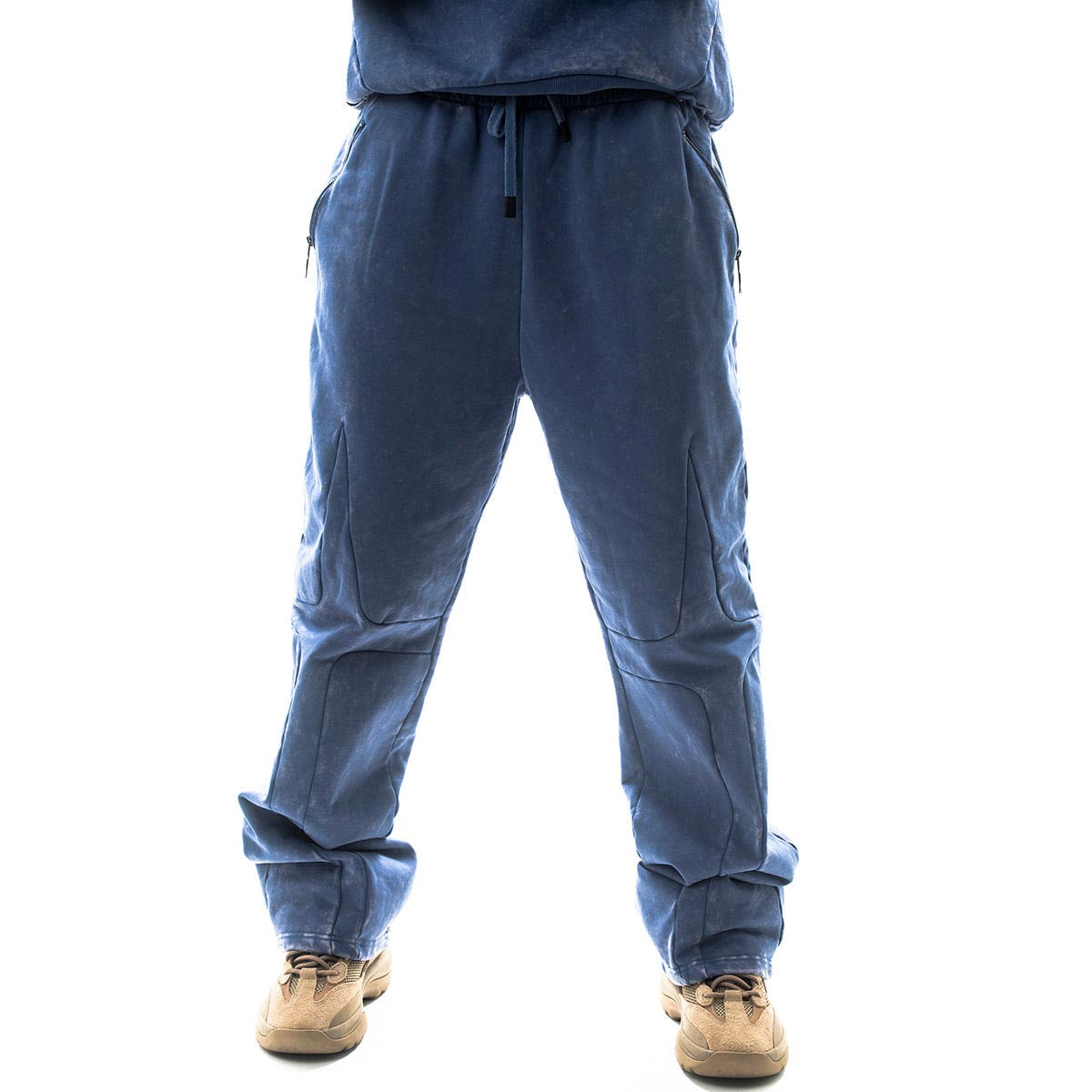 Garment-dyed heavyweight cotton fleece sweatpants Zipper Pocket