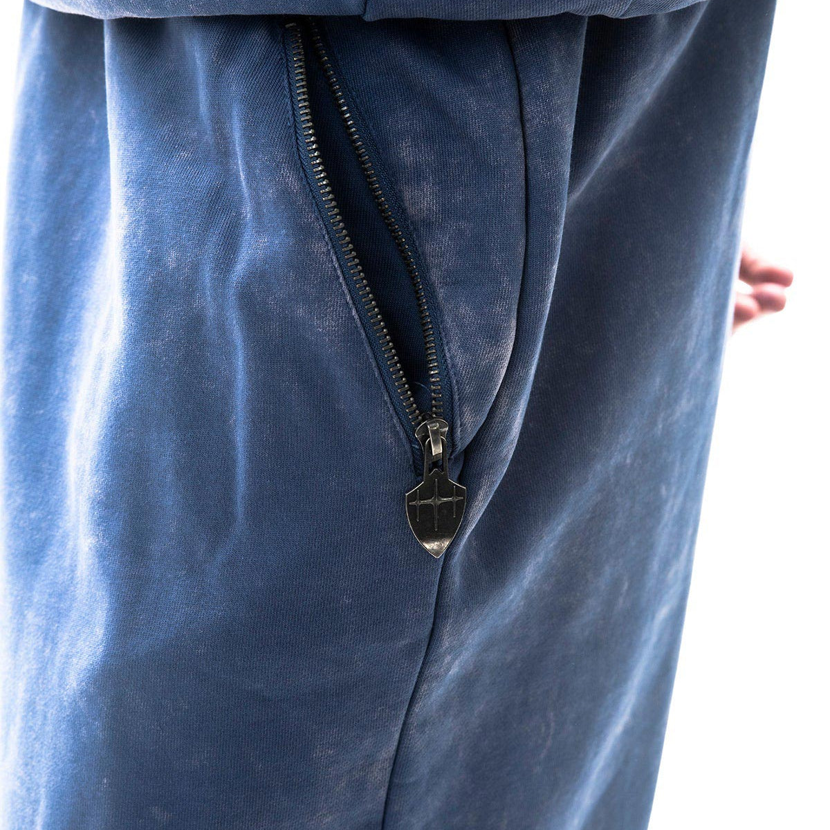 Garment-dyed heavyweight cotton fleece sweatpants Zipper Pocket