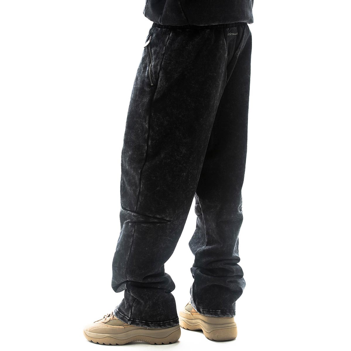 Garment-dyed heavyweight cotton fleece sweatpants Zipper Pocket
