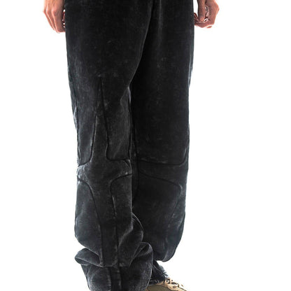 Garment-dyed heavyweight cotton fleece sweatpants Zipper Pocket