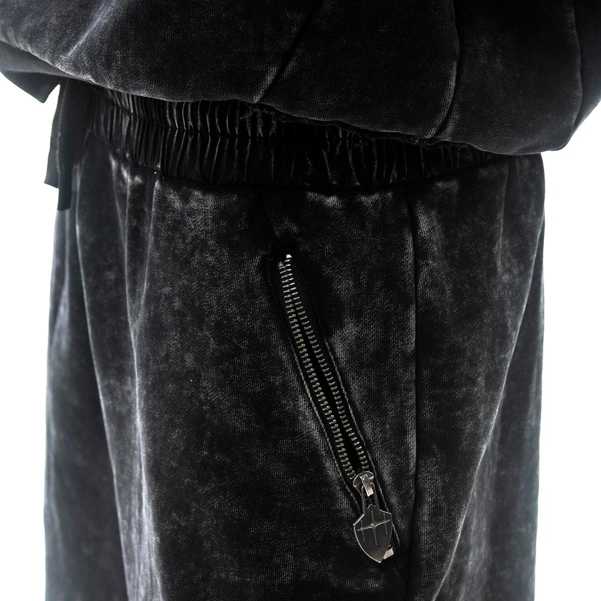 Garment-dyed heavyweight cotton fleece sweatpants Zipper Pocket