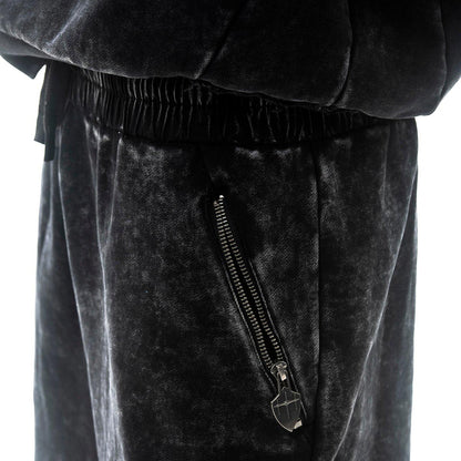 Garment-dyed heavyweight cotton fleece sweatpants Zipper Pocket