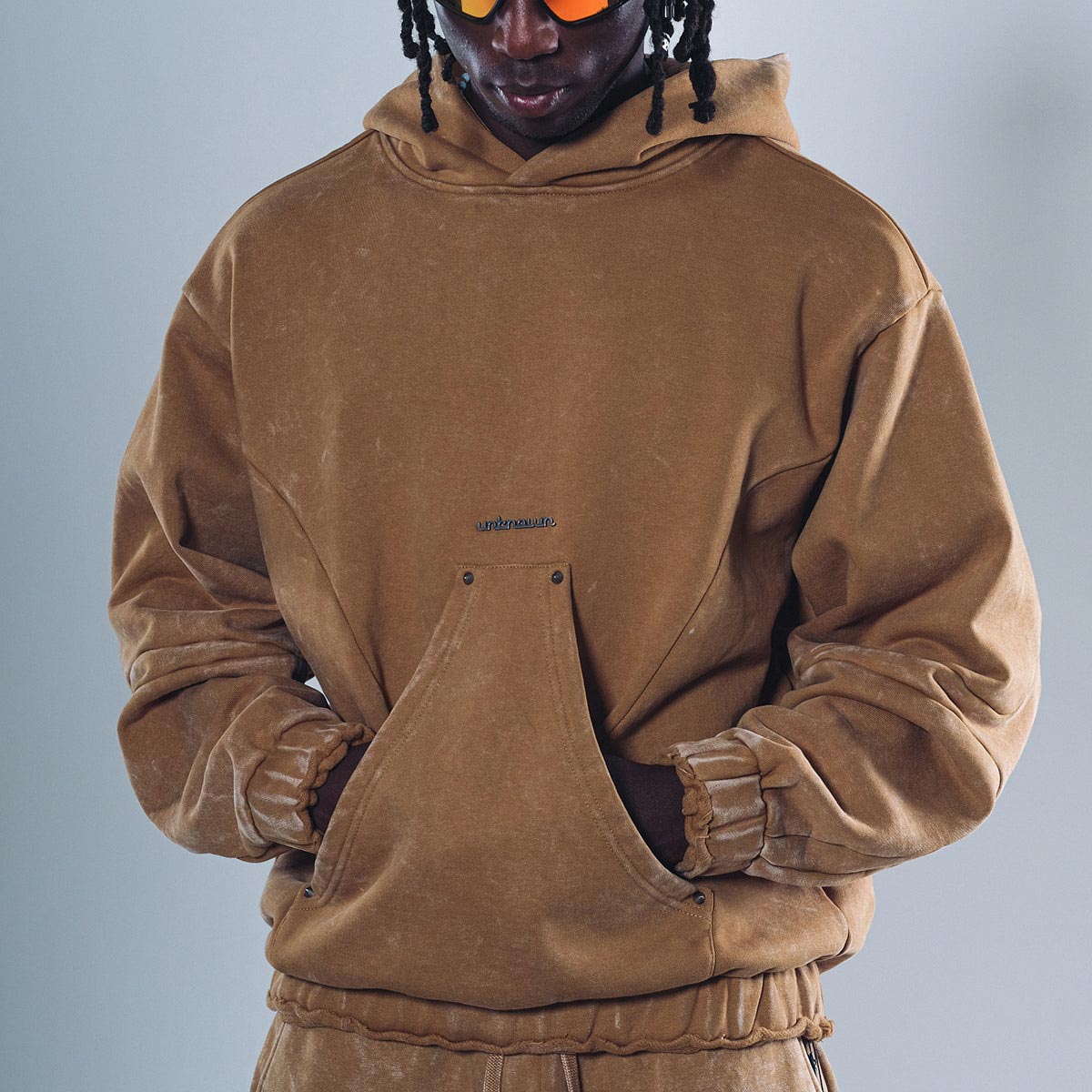 Garment-dyed heavyweight cotton fleece hoodie