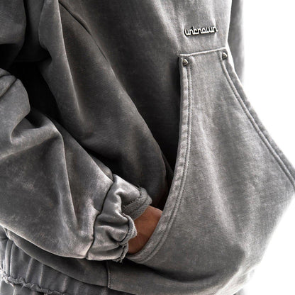 Garment-dyed heavyweight cotton fleece hoodie