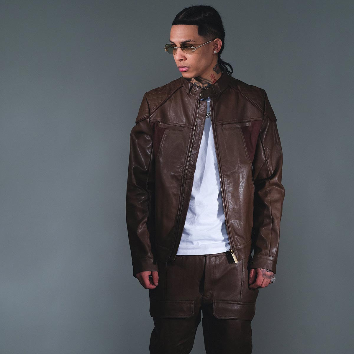 Suede mix racing jacket