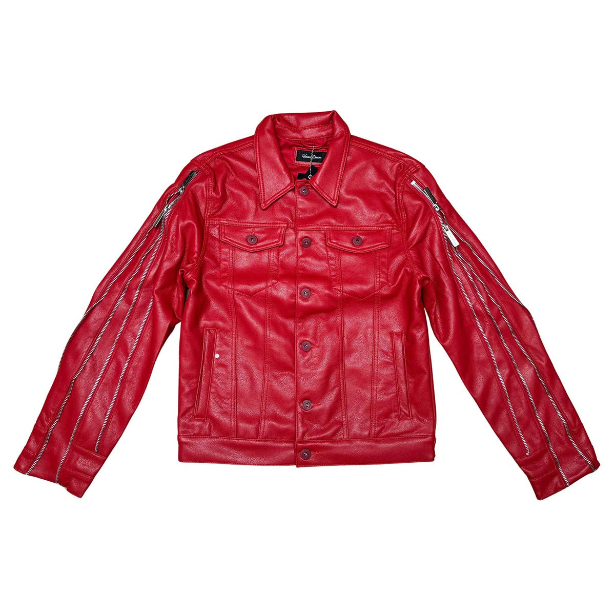 Heavyweight vegan leather jacket w/ multi zippers