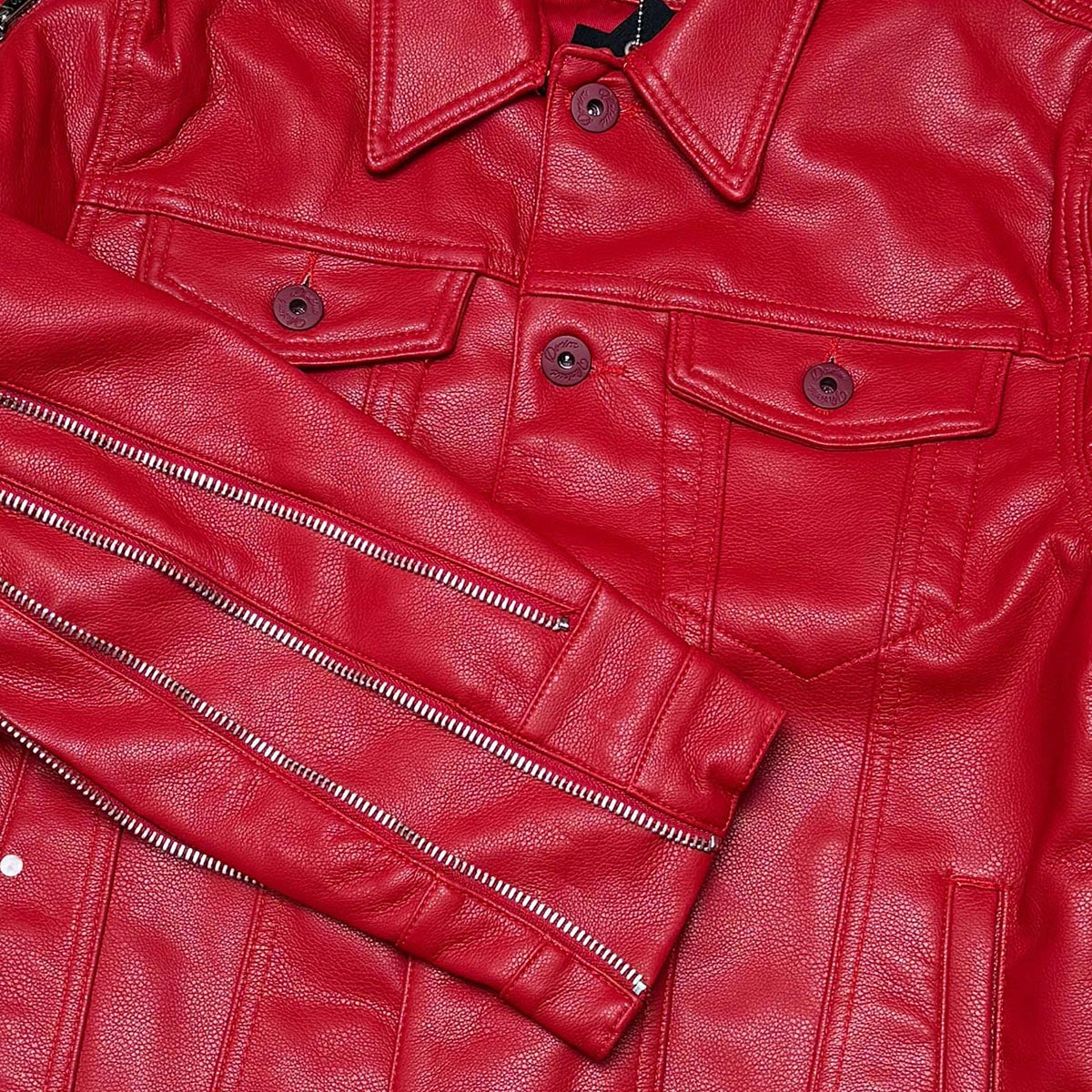 Heavyweight vegan leather jacket w/ multi zippers