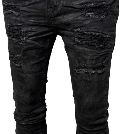 Waxed flared fit denim