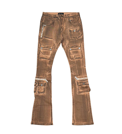 Denim Coated flared fit pant