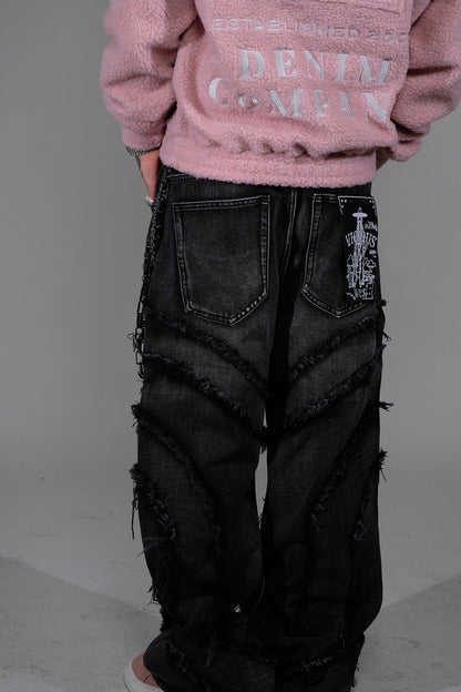 Vicious spyder web baggy fit denim pants