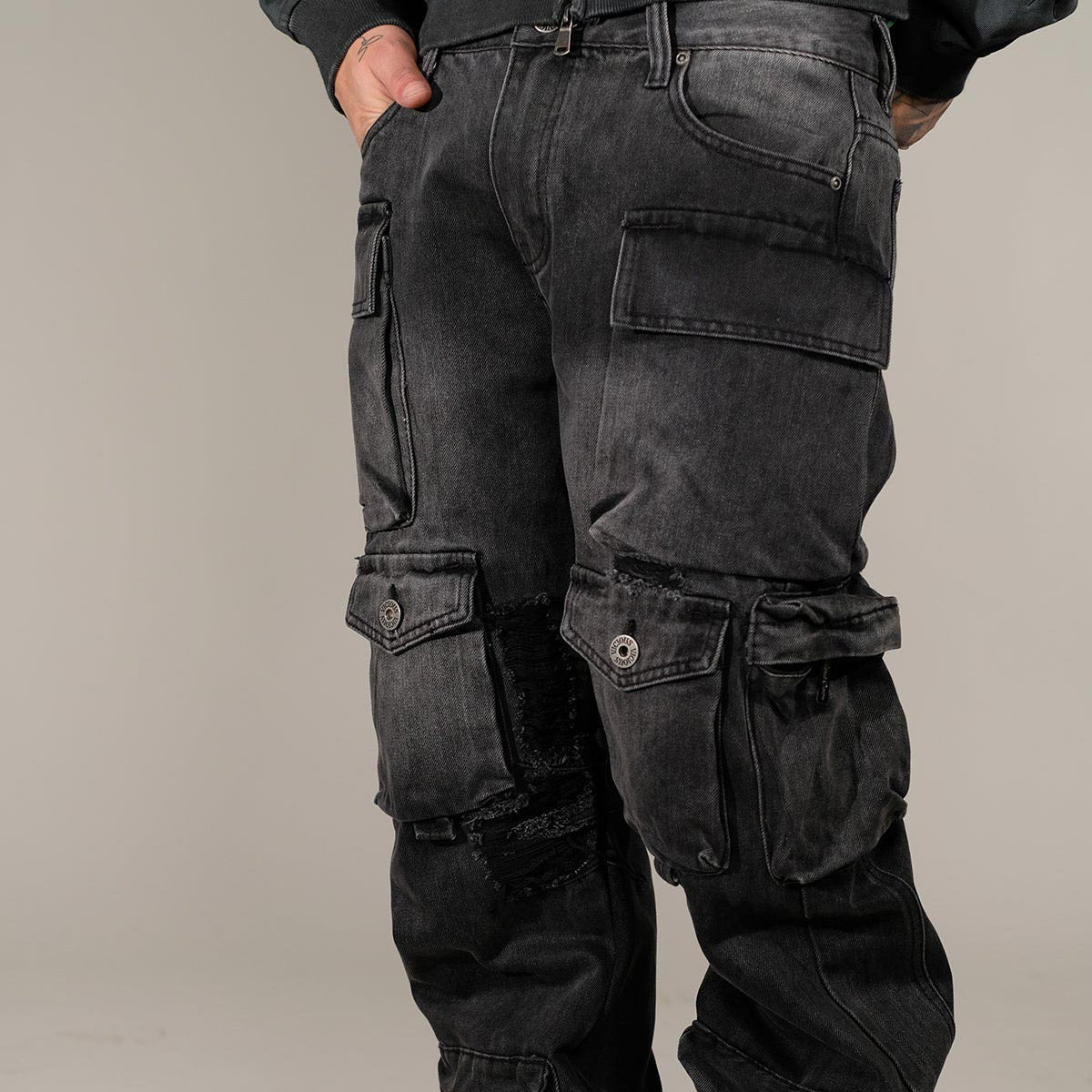 Multi cargo baggy/ loose fit denim