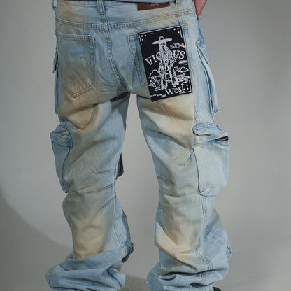 Multi cargo baggy/ loose fit denim