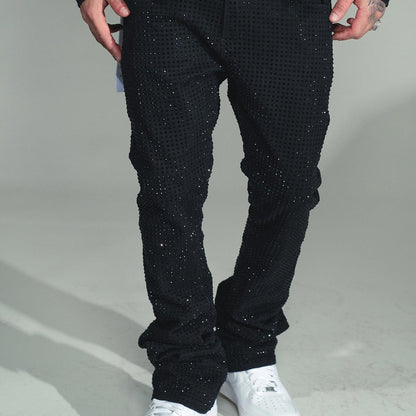 All over studded flare denim