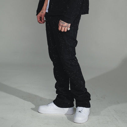 All over studded flare denim