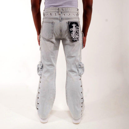 Multi cargo rip & repair western fit denim pant