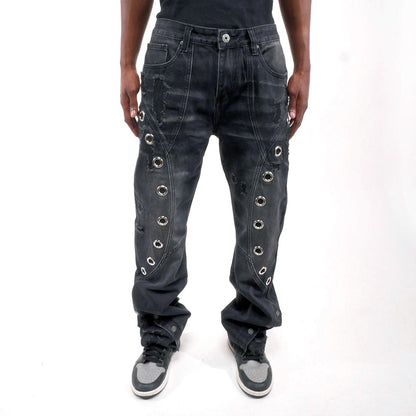 Vortex stacked grommet denim pant