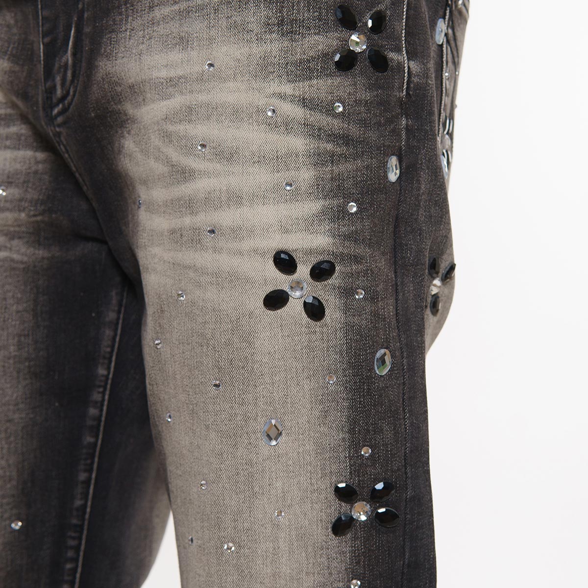Rhinestone embellished denim pant