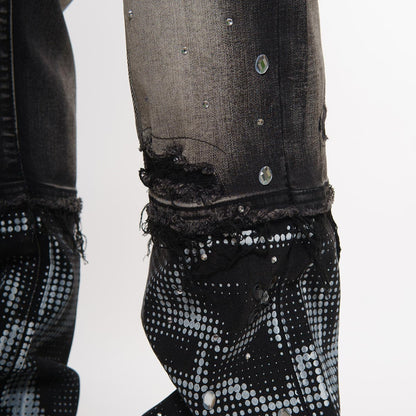 Rhinestone embellished denim pant