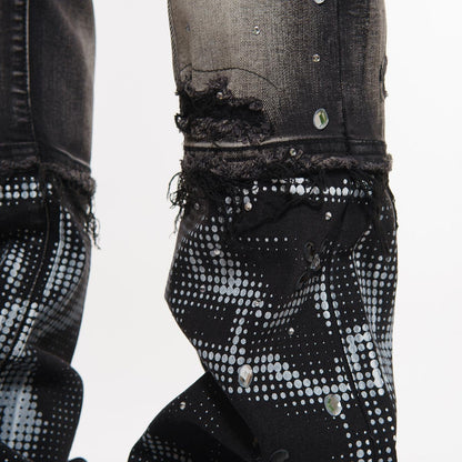 Rhinestone embellished denim pant