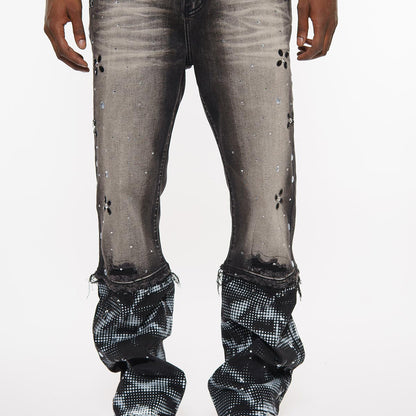Rhinestone embellished denim pant