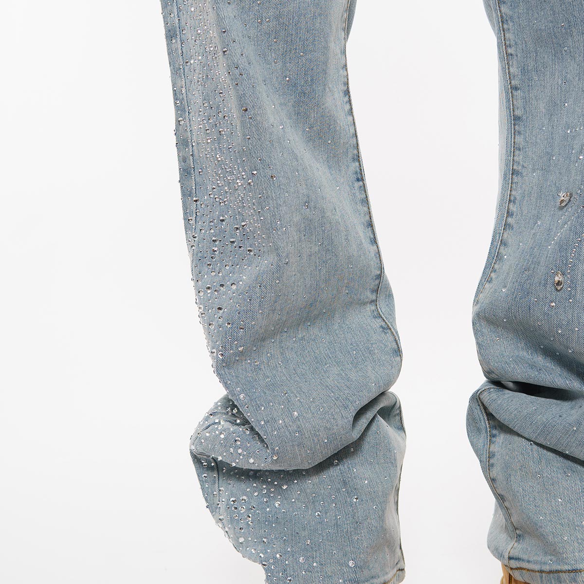 Embellished rhinestone denim pant