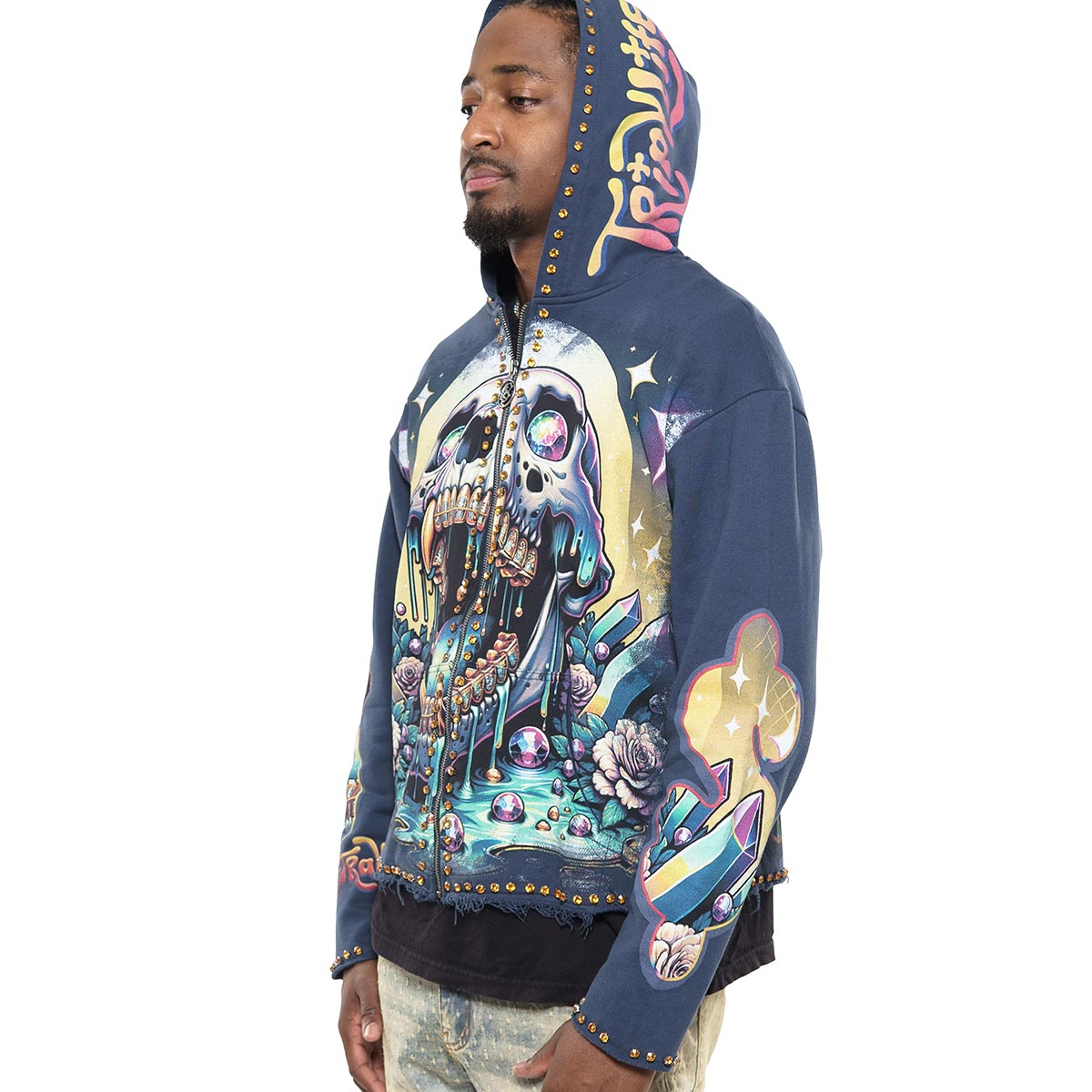 Vamp skull stray full-zip hoodie