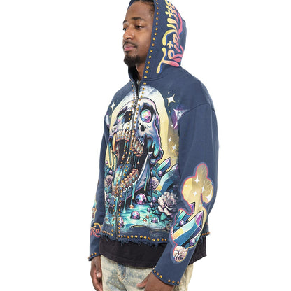 Vamp skull stray full-zip hoodie